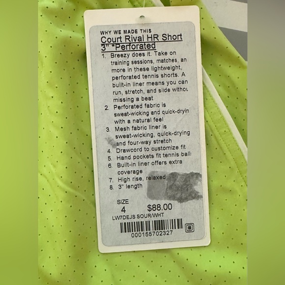 Lululemon Court Rival High-Rise Short 3” Perforated NWT - Picture 2 of 6